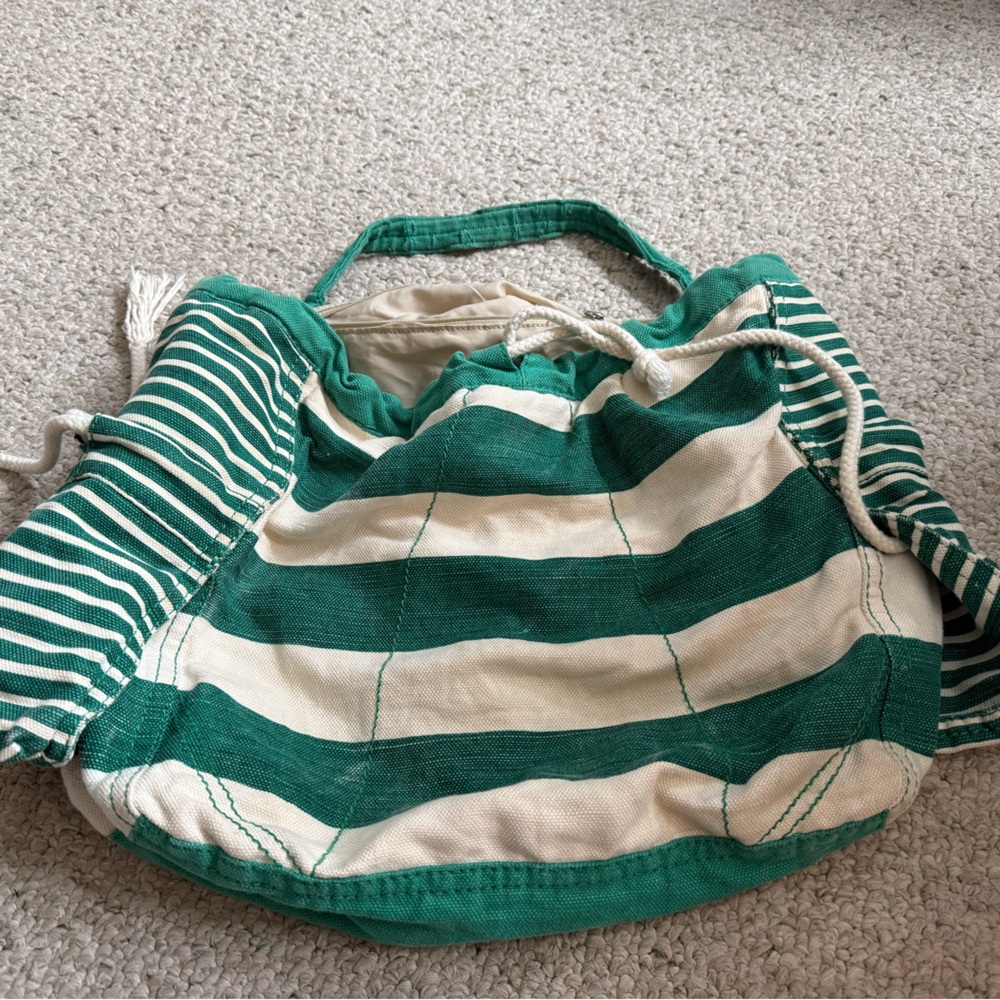 GAP Green and Cream Striped Tote Bag